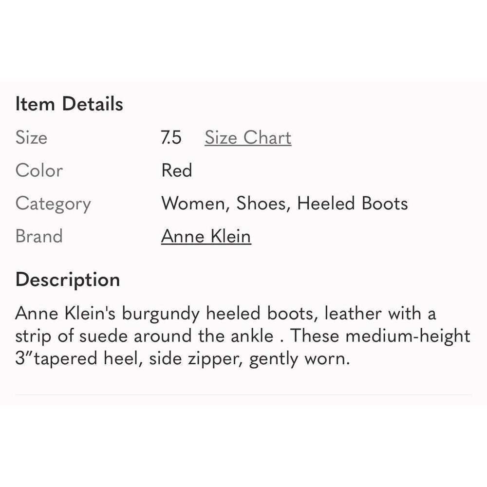 ANNE KLEIN | burgundy leather heeled booties 7.5 - Picture 8 of 8